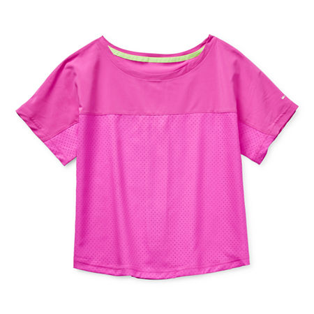 Xersion Little & Big Girls Round Neck Short Sleeve T-Shirt, Xx-small (4-5) , Pink