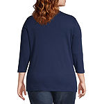 St. John's Bay Plus-Womens Scoop Neck 3/4 Sleeve T-Shirt