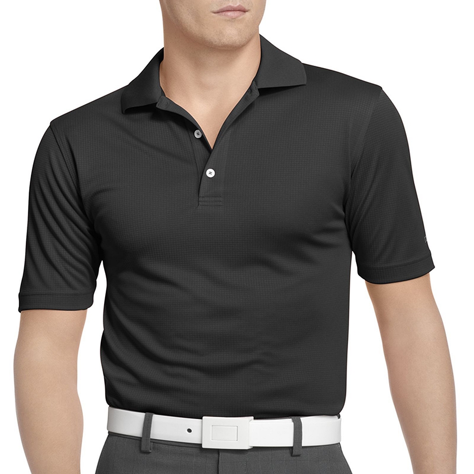 Izod Golf Grid Performance Polo Shirt, Black, Mens