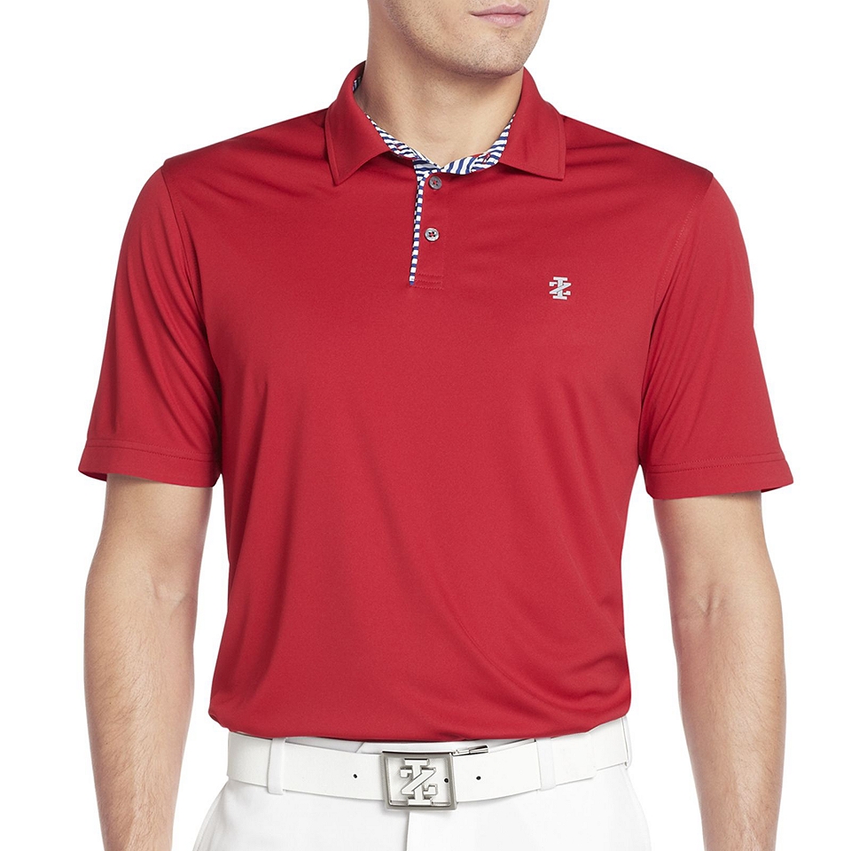 Izod Golf Striped Trim Polo, Red, Mens
