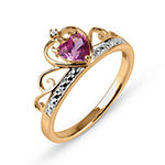 Lab-Created Pink Sapphire and White Sapphire 18K Gold Over Silver Tiara Ring