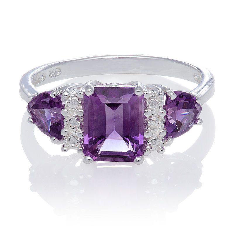 Genuine Amethyst Sterling Silver Ring, Purple (Size: 7) - Womens - Rings - Cocktail Rings