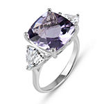 Genuine Amethyst and White Topaz Sterling Silver Ring