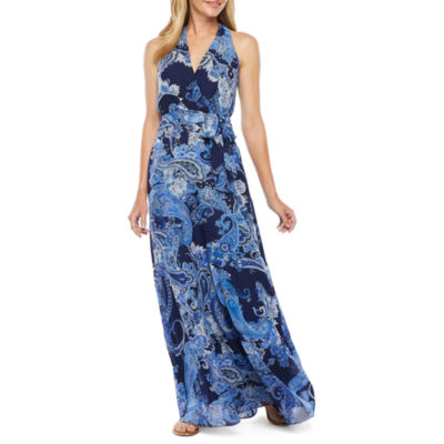 Be By CHETTA B Sleeveless Paisley Maxi Dress, Color: Navy Blue - JCPenney