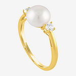 Womens White Cultured Freshwater Pearl 10K Gold Cocktail Ring