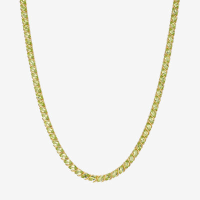 Womens Genuine Green Peridot 18K Gold Over Silver Tennis Necklaces