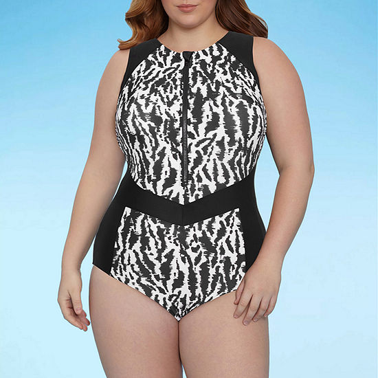 Xersion Womens Animal One Piece Swimsuit Plus