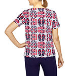 Alfred Dunner American Dream Womens Round Neck Short Sleeve T-Shirt