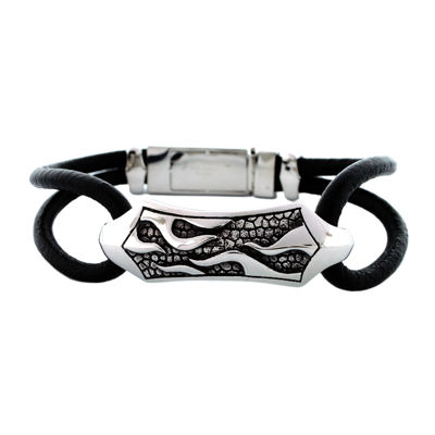 Mens Stainless Steel & Leather Bracelet JCPenney