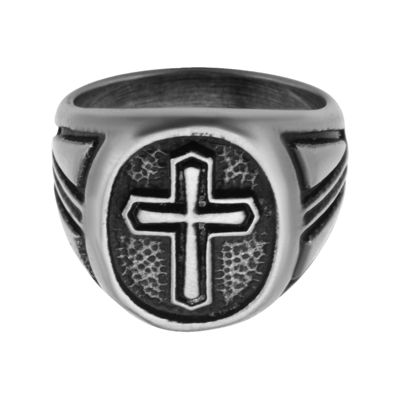 Inox® Jewelry Mens Stainless Steel AntiqueLook Cross Ring JCPenney