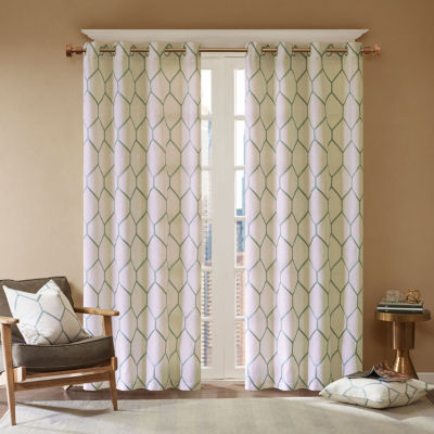 Madison Park Asher Metallic Light Filtering Grommet Top Curtain
