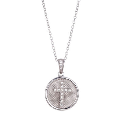 Footnotes Crystal Sterling Silver 16 Inch Cross Pendant Necklace Jcpenney