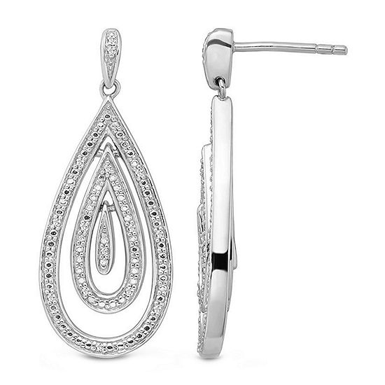1/10 CT. T.W. Genuine White Diamond Sterling Silver Drop Earrings