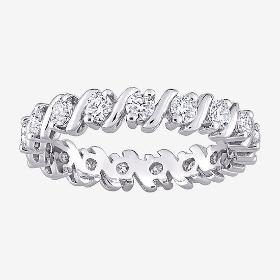3.5MM Lab Created White Moissanite Sterling Silver Eternity Wedding Band