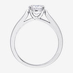 Womens Lab Created White Moissanite Sterling Silver Solitaire Engagement Ring