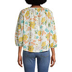 a.n.a Tall Womens Square Neck 3/4 Sleeve Blouse