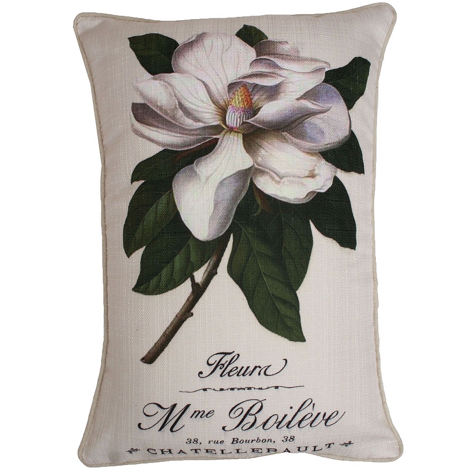 French Flowers Decorative Pillow, White