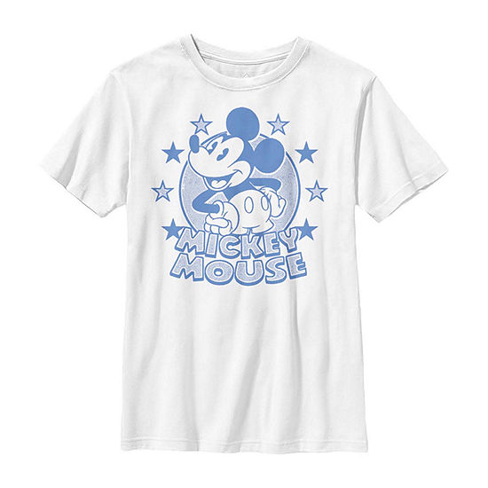 Disney Little & Big Boys Crew Neck Mickey Mouse Short Sleeve Graphic T-Shirt