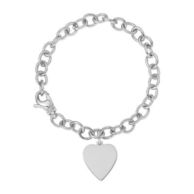 white gold heart charm bracelet