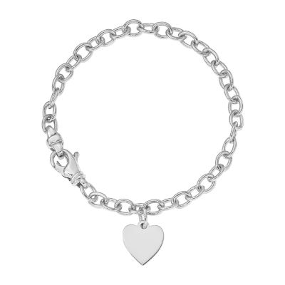 white gold heart charm bracelet