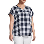 Liz Claiborne Womens Plus V Neck Short Sleeve T-Shirt