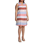 Liz Claiborne Sleeveless Striped A-Line Dress Plus