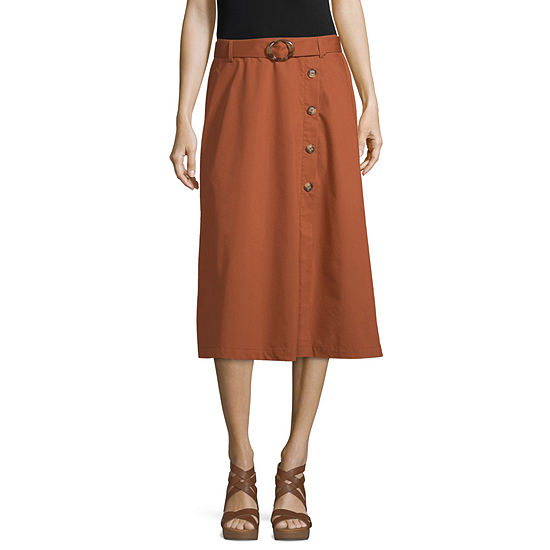 Worthington Womens Midi A-Line Skirt