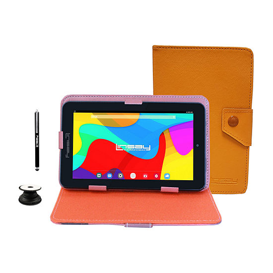 7" Quad Core 2GB RAM 32GB Storage Android 10 Tablet with Brown Leather Case