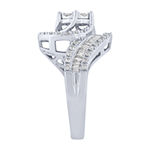 Diamond Blossom Womens 1 CT. T.W. Genuine White Diamond 10K White Gold Cocktail Ring