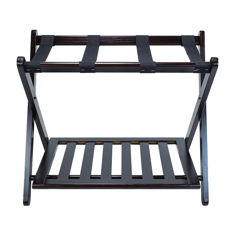 Casual Home Luggage Rack with Shelf-Espresso