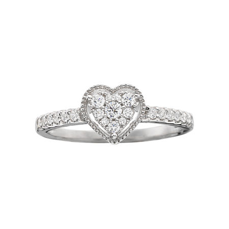 1/4 Ct. T.w. Diamond Heart-shaped Promise Ring | Meepe