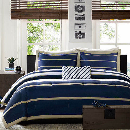 Mi Zone Garrett Striped Comforter Set Jcpenney Color Navy