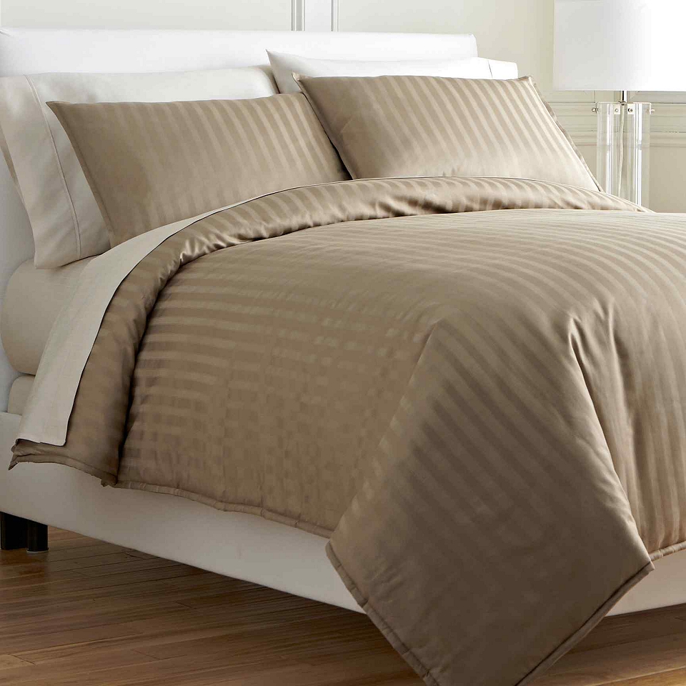 ROYAL VELVET Damask Stripe Comforter Set, Authentic Khaki