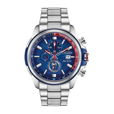 citizen men's blue dial stainless steel bracelet watch