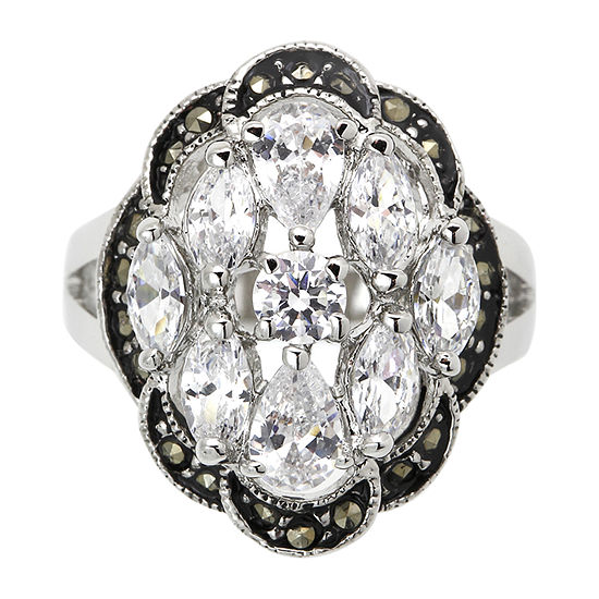 Sparkle Allure Crystal Pure Silver Over Brass Cocktail Ring - JCPenney