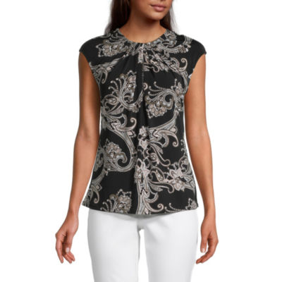 liz claiborne womens crew neck short sleeve blouse