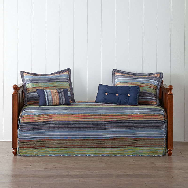 Retro Chic Cotton Striped Daybed Cover, Retro Chic Daybed, Blue