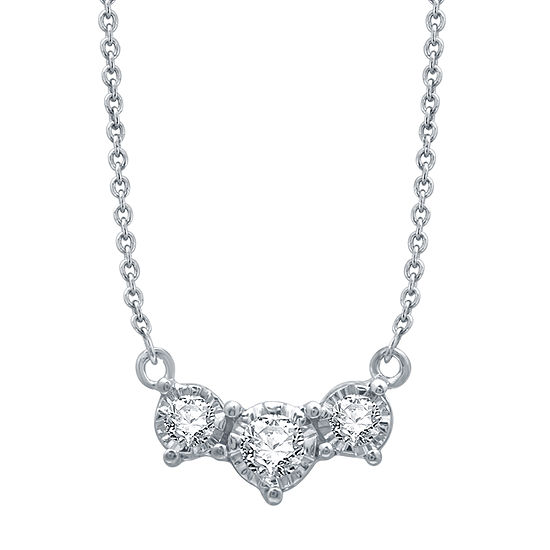 Womens 1/5 CT. T.W. Genuine White Diamond Sterling Silver Pendant Necklace