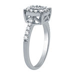 Womens 1/2 CT. T.W. Genuine White Diamond Sterling Silver Cocktail Ring