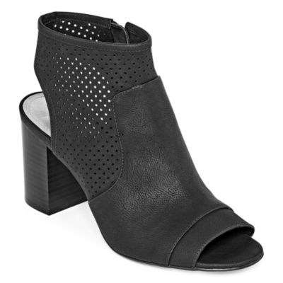 womens black block heel booties