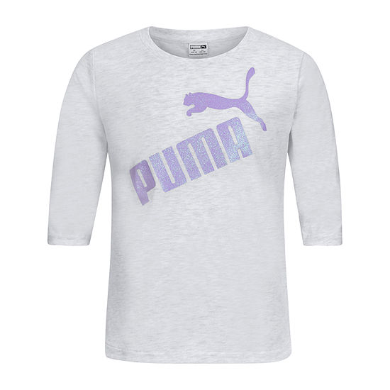 Puma Big Girls Crew Neck 3/4 Sleeve Graphic T-Shirt