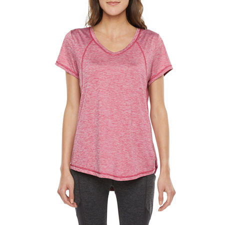 Xersion Womens V Neck Short Sleeve TShirt, Medium , Pink