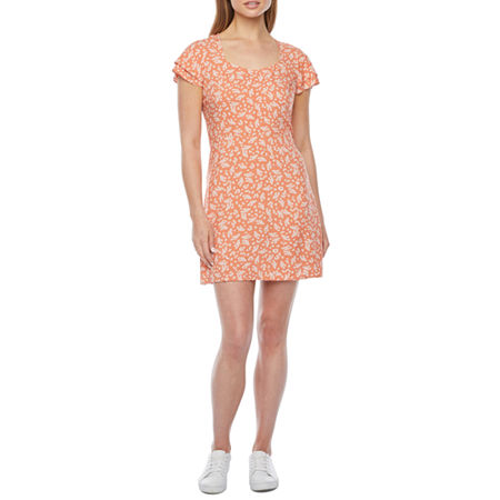 a.n.a Short Sleeve Sheath Dress, Medium , Orange