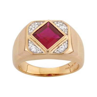 Mens Lab-Created Ruby & White Sapphire 14K Gold Over Silver Ring - JCPenney