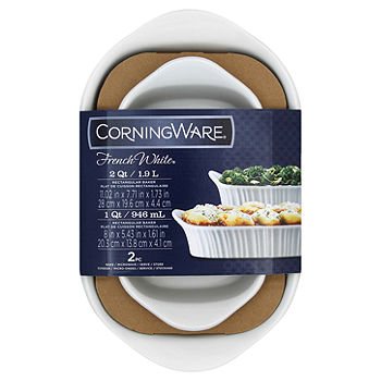 Corningware 1107261 French White Iii Dessert Baker with Ceramic Lid 2-Pack