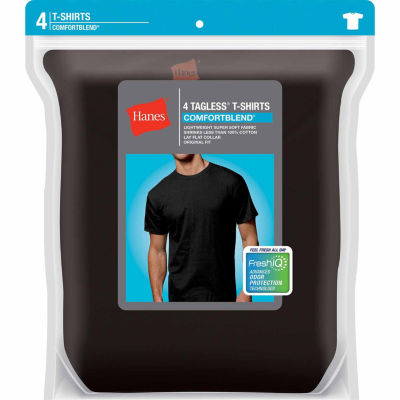Hanes Men's ComfortBlend® FreshIQ(™ Dyed Crewneck Undershirt 4Pack