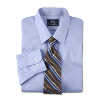 Stafford Mens Wrinkle Free Pinpoint Oxford Big and Tall Dress Shirt