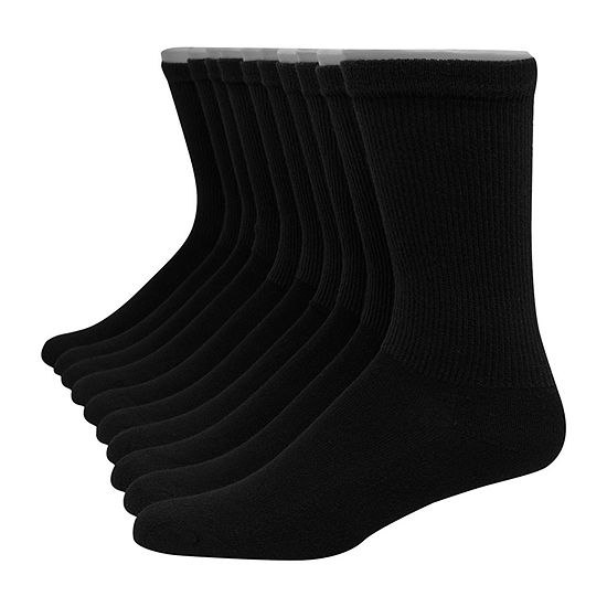 Hanes Ultimate Mens 10 Pair Crew Socks, Color: Black - JCPenney