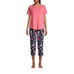 Liz Claiborne Womens 3-pc. Short and Capri Pajama Set