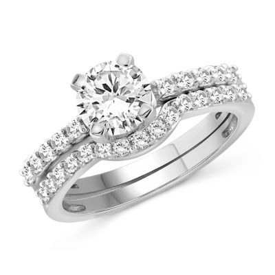 Womens 2 1/2 CT. T.W. White Cubic Zirconia Sterling Silver Engagement ...